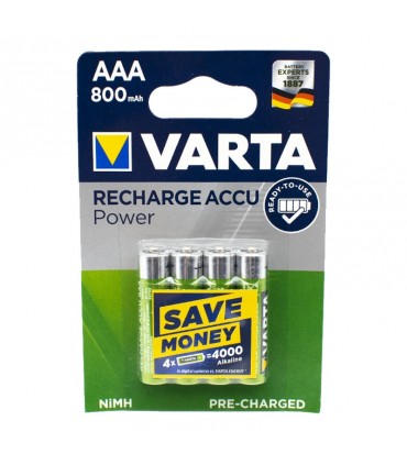 Varta wiederaufladbare Batterie AAA 800mAh Blister 4 Stück 56703101404