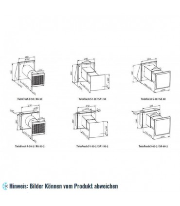 Lüftungsanlage KWL (kontrollierte Wohnraumlüftung) DuoVent Pro RA1-50 mit Fernbedienung, max. Förderleistung 54 m3/h