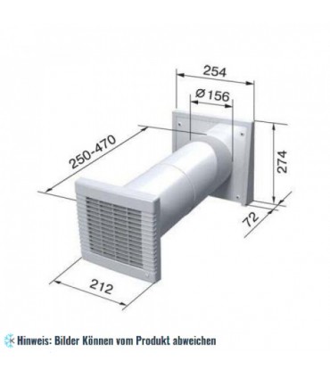 Lüftungsanlage (dezentrales Lüftungsgerät) KWL (kontrollierte Wohnraumlüftung) TwinFresh RA-50 mit Ø150 mm Rundrohr und Verschlu