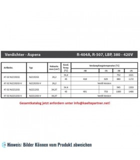 Kompressor Aspera Embraco NJ2212GS, LBP - R404A, R507, R452A, 380-420V, 50Hz