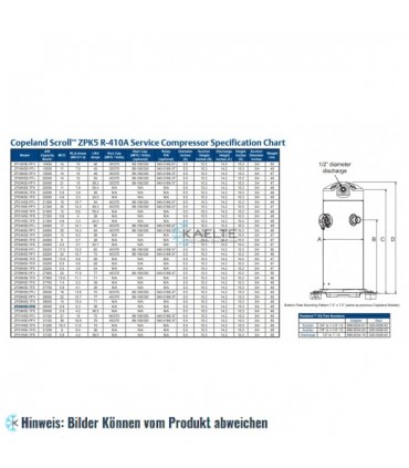 Kompressor Copeland Scroll ZP29K5E-TFD-522, 410A, 400V, 50Hz