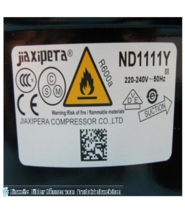 Kompressor JIAXIPERA ND1111Y, R600a, 220-240V - nicht lieferbar, ersetzt durch Nachfolger
