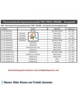 Thermostatisches Expansionsventil Honeywell, TMVX-00105, R134a, R401A, R22, R407C, R407A, R422D, R404A, R507A, R402A, R407B, R41