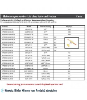 More about Magnetventil Castel, NC, Lötanschlüsse 10 mm ODS, ohne Spule, 1068/M10S