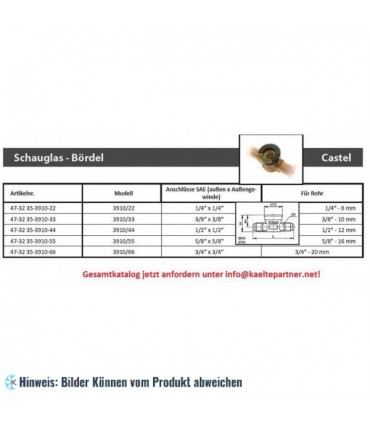 Schauglas Castel 3910/55, 5/8 x 5/8" SAE, Bördelanschlüsse außen / außen