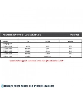 Rückschlagventil Danfoss NRV 6s, Löt Durchgang 10 mm ODF, kv 0,56