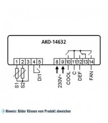 Kühlstellenregler AKO 14632, 230V, NTC, 3 Relais, Wandmontage