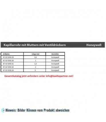 Druckausgleichsleitung / Kapillarrohr mit Überwurfmutter 1/4" SAE - 1 m mit Ventildrücker