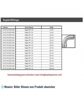 Kupferbogen 90° a/i 18 mm, 5001A
