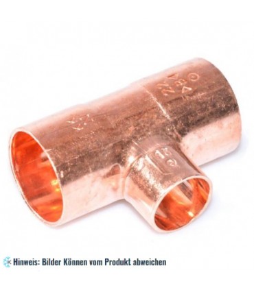 Kupfer T-Stück reduziert i/i/i 22-15-22 mm