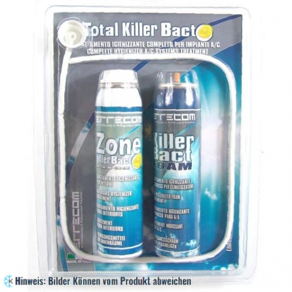 Reinigungsset für KFZ-Klimaanlagen Errecom Total Killer Bact 2 x 100 ml, Verdampfer Reinigungsschaum + Inneraum Reinigungsspray,