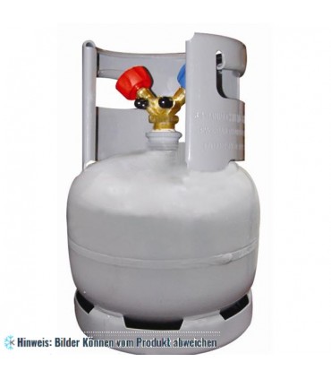 Kältemittelflasche 6 Liter grau - 1/4" Doppelventil - nicht lieferbar