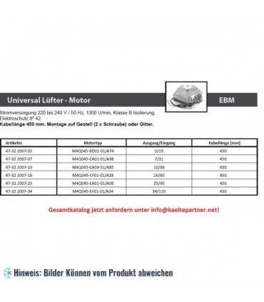 Lüftermotor EBM M4Q045-CA01-01/A38, 230V/1/50Hz, Leistung 7/31 W