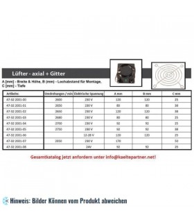 Axialventilator - 230V, 80 x 80 x 25 mm, 50Hz, 2400 U/min