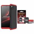 Handy Hülle für Samsung Galaxy A22 5G 360 Grad Schutz mit Glas mit Speicherkarte 128 GB Farbe: Schwarz, Rot
