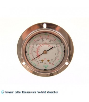 Manometer ölgefüllt Niederdruck, Anschluss hinten 1/4" SAE, R134a, R12, R22