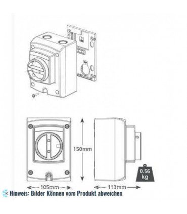 Reparaturschalter für Klimaanlagen 4-polig - 20A - 105x113x150 mm