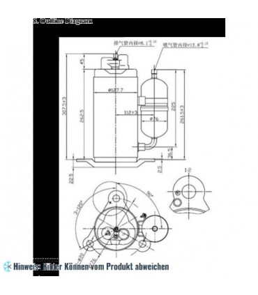 Rotationskompressor BOYARD, QXC-19K, vertikal, R407C, 220-240V/50 Hz, 10268 Btu/h