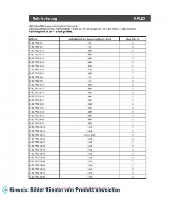 Rohrisolierung 8 mm, Dicke 9 mm, Länge 2 m
