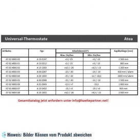 More about Thermostat ATEA, A13 1000, max +4,5/-26； min +4,5/-13, L ＝ 1200 mm