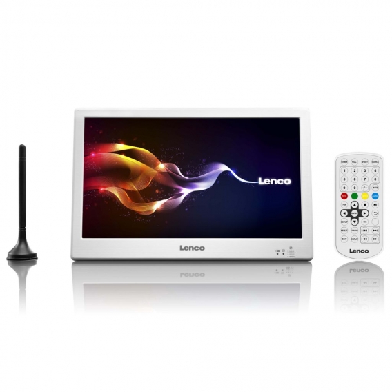 Lenco TFT-1038WH - Tragbarer 10-Zoll-LED-TV mit DVB-T2, AUX IN - Weiβ
