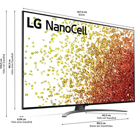 LG 75NANO919PA 190,5 cm (75 Zoll) 4K Ultra HD LCD-Fernseher, DVB-T/-T2/-C/-S2 Empfänger, HbbTV, WLAN, Smartphone-Steuerung, eing