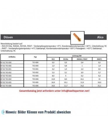 Düseneinsatz TIO-004 für thermostatische Expansionsventile Alco,TI(S),TI(S)E； 800537