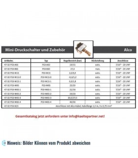 Druckschalter ALCO Niederdruck, PS3-W1S, 0,3/1,8 bar, Autoreset, 0714761