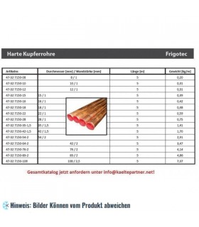 Kupferrohr hart CU 28 x 1 mm 5 m 0.75 kg/m, EN 12735-1