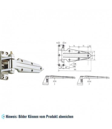 Scharnier für Kühlraumtür, metall, universell
