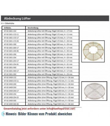 Lüftergitter (370-340-50) ohne Öffnung für Lüfterflügel Durchmesser 300 mm, Höhe 50 mm