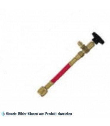 Nadel-Absperrventil 90° roter Schlauch 1/4-1/4