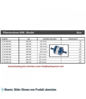 Filtertrockner ALCO, ADK-082, 1/4" SAE, Bördelanschlüsse, 003604