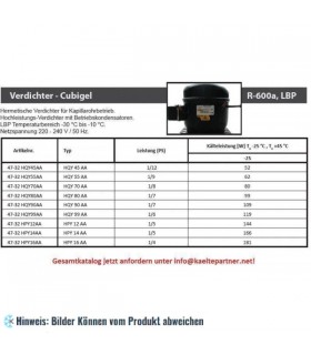 More about Kompressor ACC - Electrolux HPY14AA, LBP - R600a, 1/5HP, 220-240V/1/50Hz