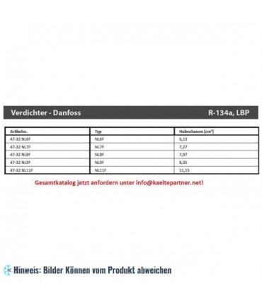 Kompressor DANFOSS NL11F, LBP - R134a, 220-240V