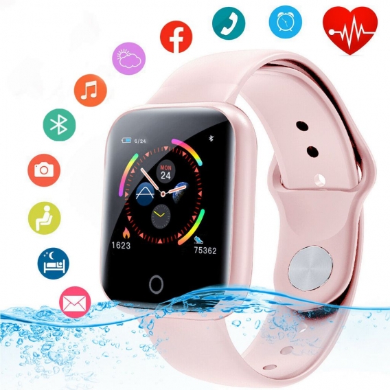 Smartwatch mit Pulsmesser Bluetooth Armbanduhr Fitness Schrittzähler Wasserdicht IP67 Sport Uhr Tracker mit Stoppuhr