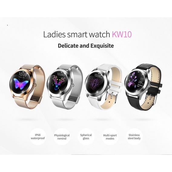 Mode smart watch frauen ip68 wasserdicht multisportarten schrittzähler herzfrequenz fitness armband für dame (gold) KINGWEAR KW1
