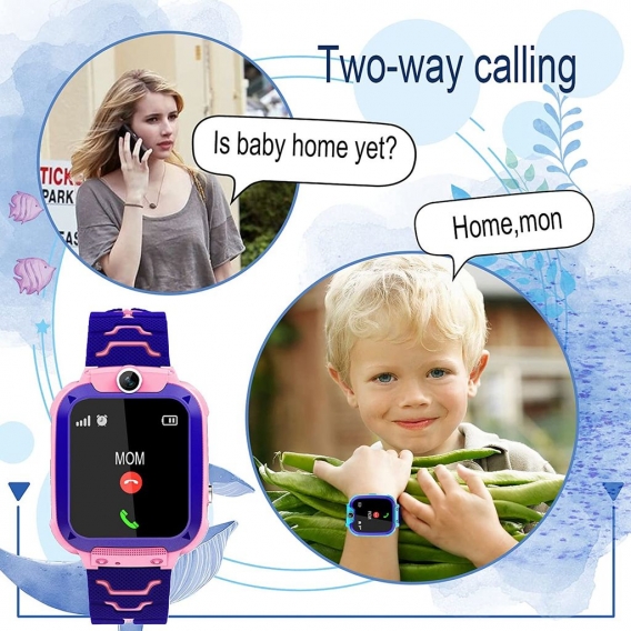 Smartwatch 1,44″ Touch Screen Kinderuhr LBS Tracker SOS Kamera Voice Chat Funktion IP67 Wasserdicht Student Geschenk (Rosa)