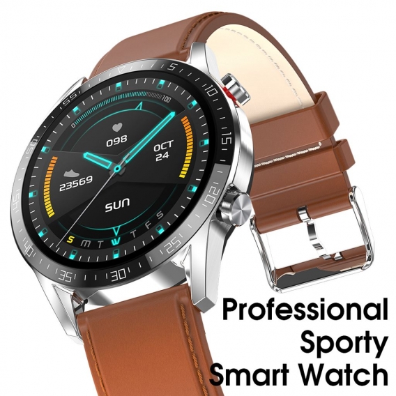 1,3 "Smart Watch Full Touchscreen Herzfrequenz Monitor Blutdruck- und Sauerstofferkennung Sicherer Schlaf Multisportmodus IP68 W