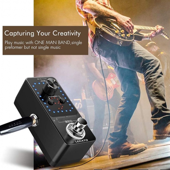 LEKATO Looper Mini-Effektpedal Gitarrentuner 40 Min. 9 Wave Slot Record Loop USB