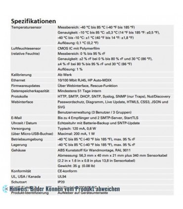 Web Thermometer / Hygrometer Querx TH mit Alarmfunktion