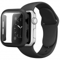 PRECORN Silikon Ersatzarmband schwarz inkl. Schutzhülle Kompatibel mit Apple Watch 42mm 44mm 45mm Sport Silikon Armband kompatib