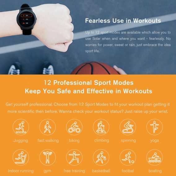 Globale Version Haylou Smartwatch Fitness Tracker Solar LS05 Fitness Armband mit Pulsuhr Schlafmonitor 12 Sportmodi für IOS/Andr