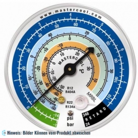 Ersatz Manometer 80mm, Niederdruck, Psi/Bar/°C, R12, R22,-R134a, R404A