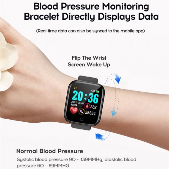 Y68S Smart watch Fitness Tracker Blutdruck Fitness Armband Wasserdichter Pulsmesser Schrittzähler Bluetooth(fitpro)
