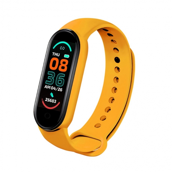 M6 Smart Armband Uhr Fitness Tracker Herzfrequenz Blutdruckmessgerät für Sport Gelb
