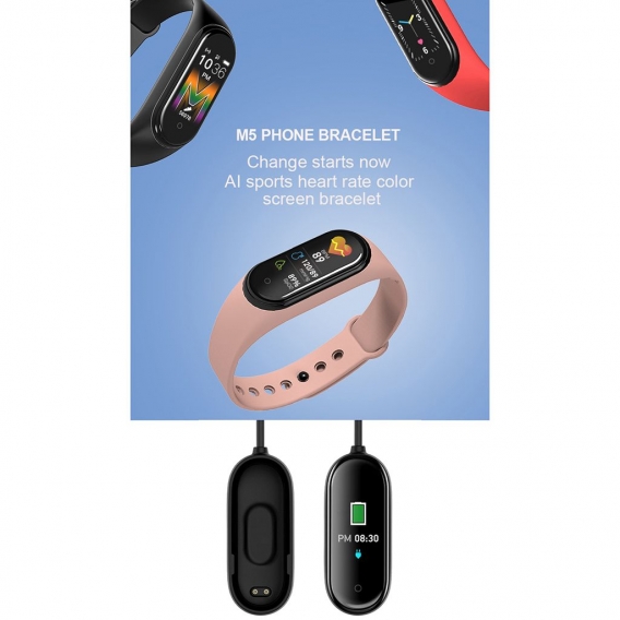 Smart Fitness Tracker Aktivität Lauf Sport Uhr Armband Herz Rate D02-M5 Farbe Rosa