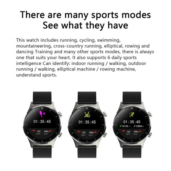 Farrot E13 Smartwatch, 2021 CYUC Herren-Smartphone-Herzfrequenzmesser, Blutdruck, Blutsauerstoff O2, Schrittzähler, GPS-Unterstü