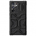 Mecha Heavy Duty Phone Case Lens Slide Cover Für Samsung Galaxy S22 Ultra Schwarz