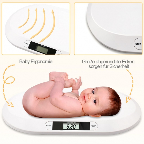 Lospitch Baby Scales Babywaagen Flat Digital Nursing Scales Animal Scales Suitable for Newborns Under 20 kg with LCD Display Aut